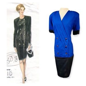 VTG 1980s plus size Double Breasted Coat Dress 16